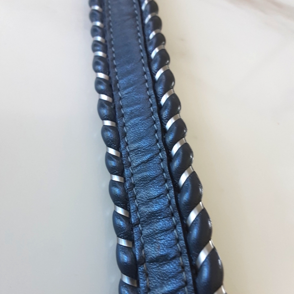 GENUINE LEATHER WESTERN BELT GRAY & SILVER SZ M - Picture 5 of 5